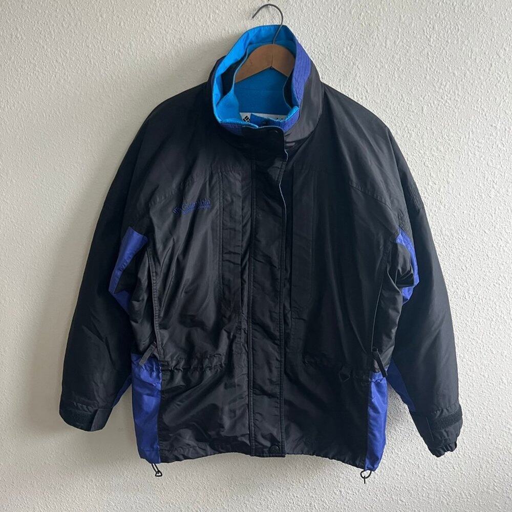 Columbia Women's Liberty Ridge Black and Blue Winter Ski Jacket Coat Size S